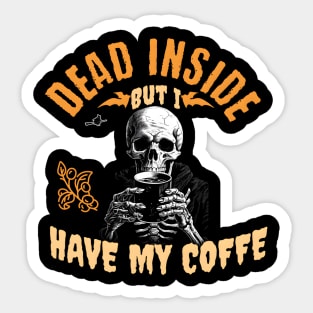 Halloween skeleton drinking coffee Sticker